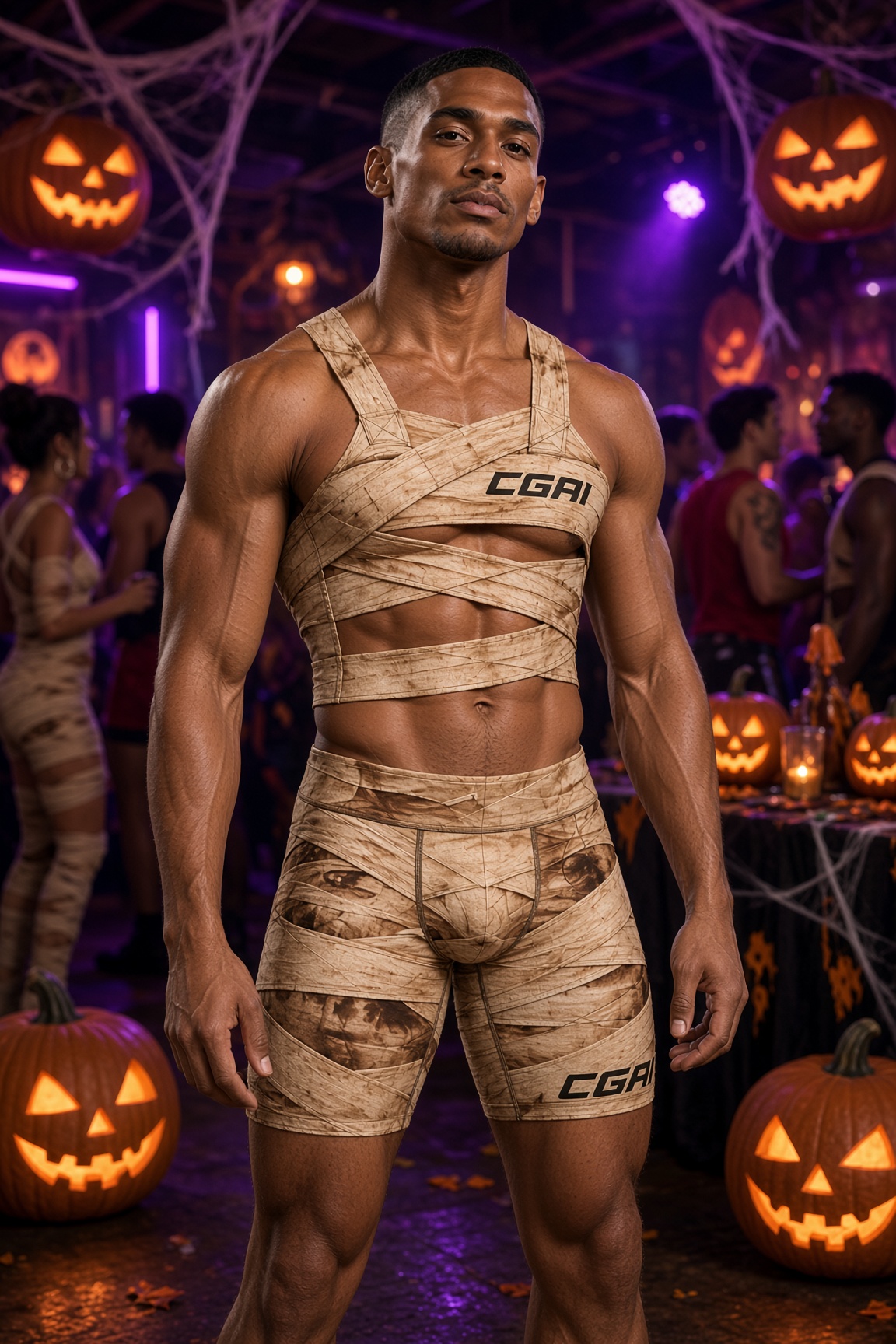 Amir in a bone-coloured wrapped relic look