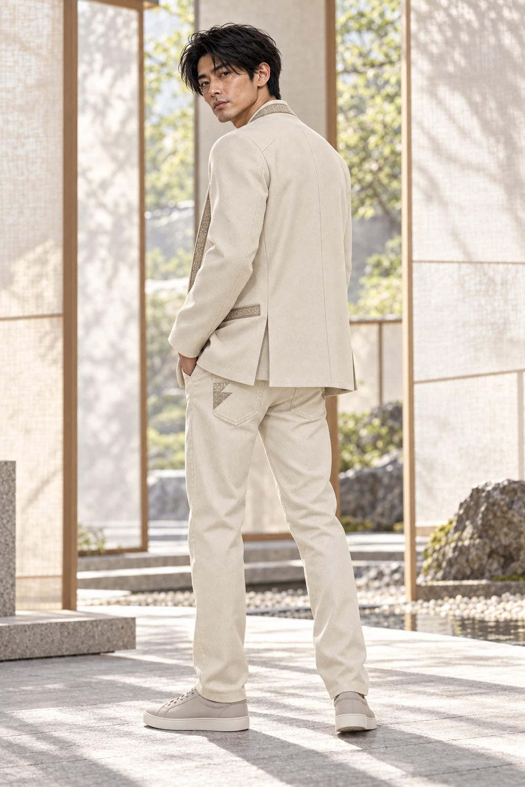 Itsuki wearing the Washi Ivory world of the Iki collection